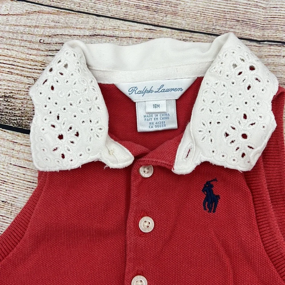 Ralph Lauren Peach Lace Collar Polo Dress with Bloomers
